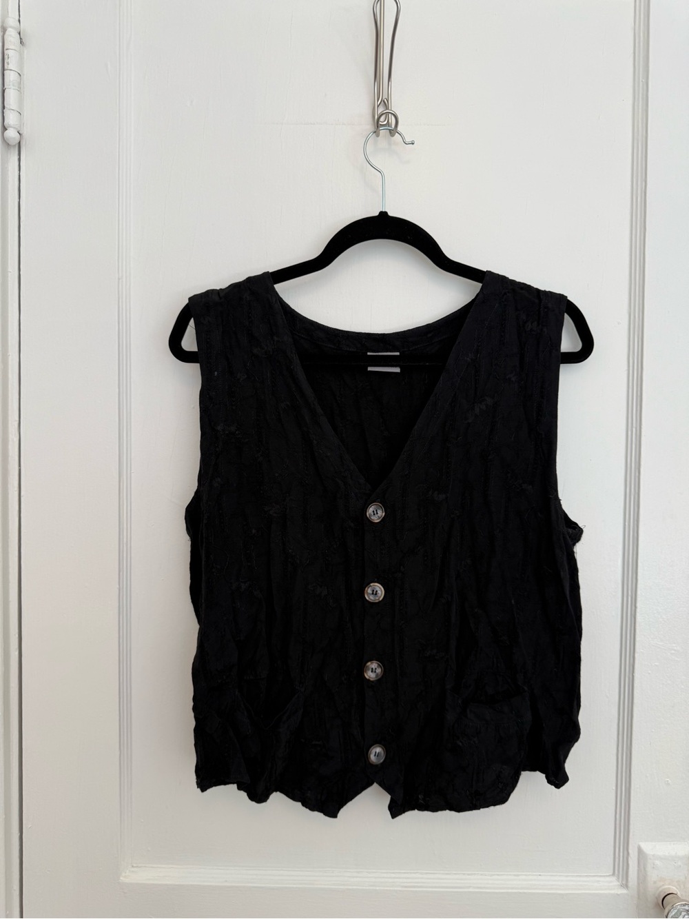 CP Shades Vintage Black Button-Front Women's Vest Medium